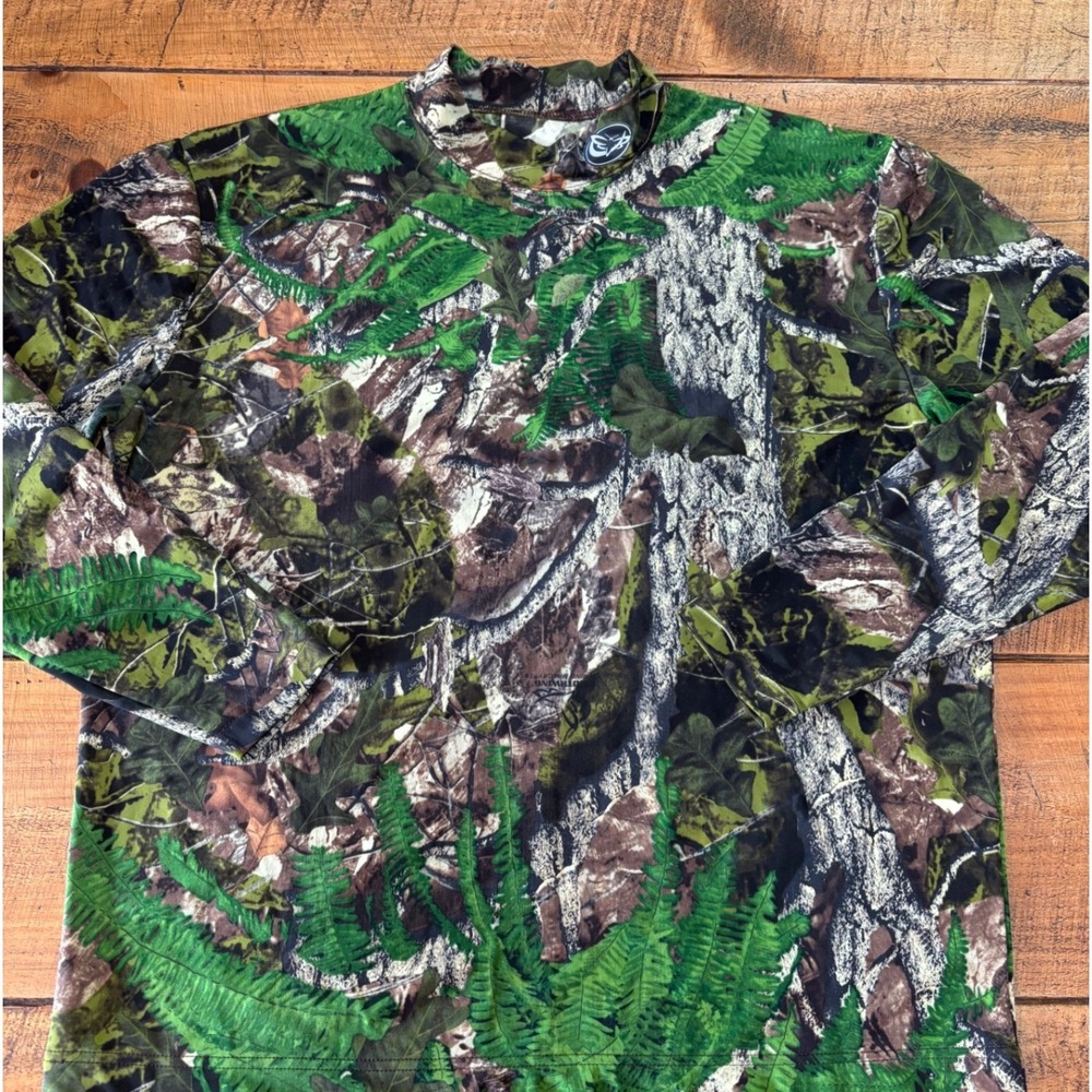 Mothwing Mens Green Brown Camo Long Sleeve Mock Neck Thermal Hunting Gear XL